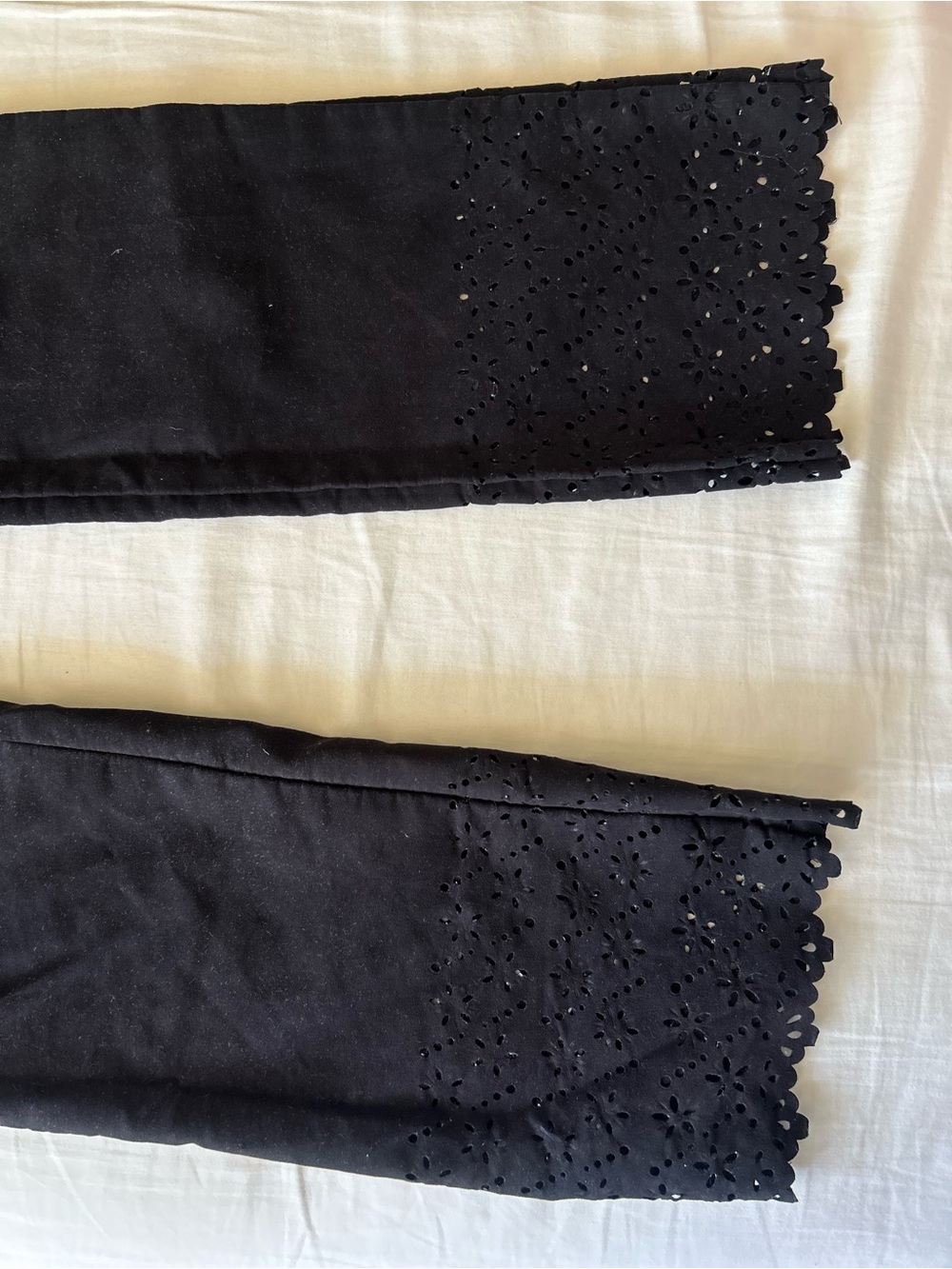 Vintage Black Eyelet Trim Pants
